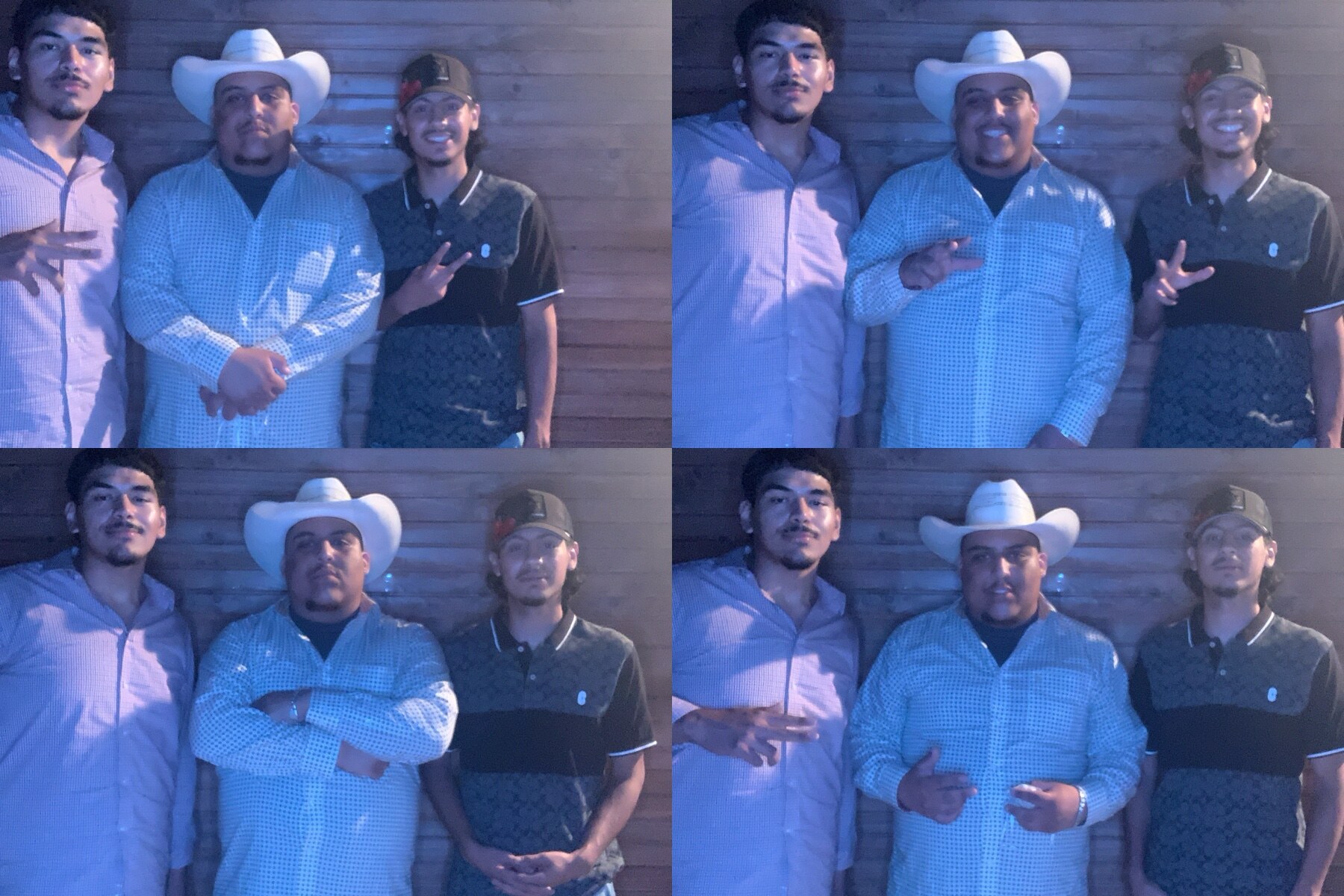 Band members posing together in a photo booth