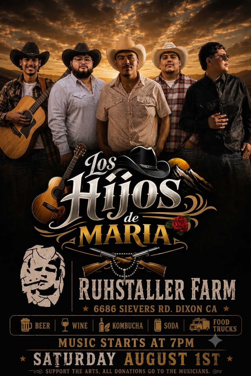 Los Hijos de Maria at Ruhstaller Farm event poster for Saturday, August 1